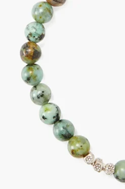 Chan Luu Bracelets^African Turquoise And Etched Silver Stretch Bracelet