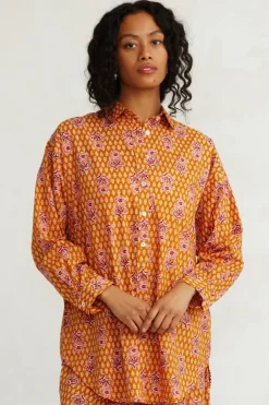 Chan Luu Tops^Alice Block Print Button Down Shirt Yellow Mix