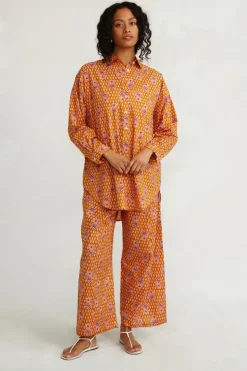 Chan Luu Tops^Alice Block Print Button Down Shirt Yellow Mix