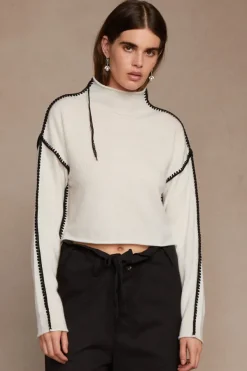 Chan Luu Knitwear^Annie Cashmere Cropped Sweater Cream