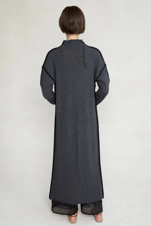 Chan Luu Knitwear^Annie Cashmere Tunic Sweater Charcoal