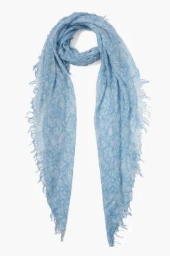 Chan Luu Scarves^Baby Blue Dahlia Floral Cashmere And Silk Scarf