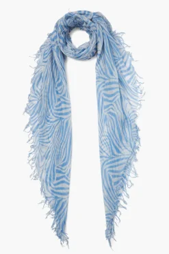 Chan Luu Scarves^Baby Blue Zebra Print Cashmere And Silk Scarf