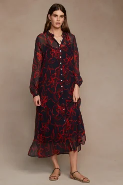 Chan Luu Dresses^Eloise Abstract Floral Dress Dark Sapphire