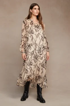 Chan Luu Dresses^Eloise Abstract Floral Dress Eggshell