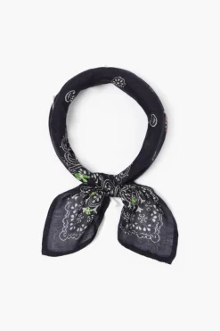 Chan Luu Bandanas^Embroidered Paisley Floral Bandana Black