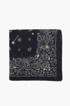 Chan Luu Bandanas^Embroidered Paisley Floral Bandana Black