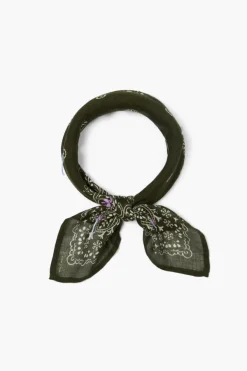 Chan Luu Bandanas^Embroidered Paisley Floral Bandana Rifle Green