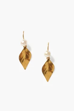 Chan Luu Earrings^Falling Leaf Drop Earrings White Pearl