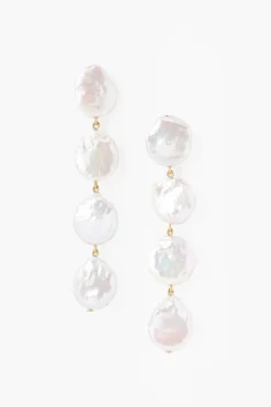 Chan Luu Earrings^Four Tiered White Keshi Pearl Earrings