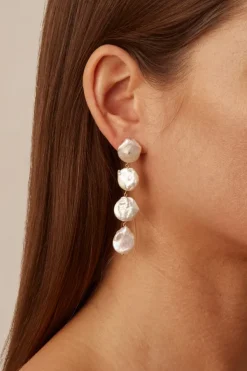 Chan Luu Earrings^Four Tiered White Keshi Pearl Earrings