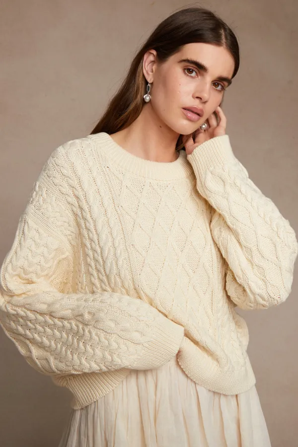 Chan Luu Knitwear^Georgina Sweater Antique White