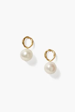 Chan Luu Earrings^Globe Stud Earrings White Pearl