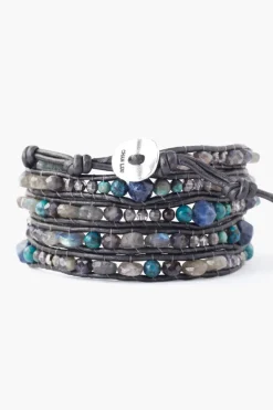 Chan Luu Bracelets^Iolite Mix Wrap Bracelet On Gunmetal Leather
