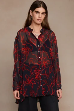 Chan Luu Tops^Jodie Floral Button Down Blouse Sapphire