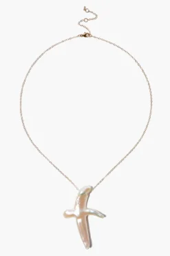 Chan Luu Necklaces^14K Biwa Pearl Cross Necklace