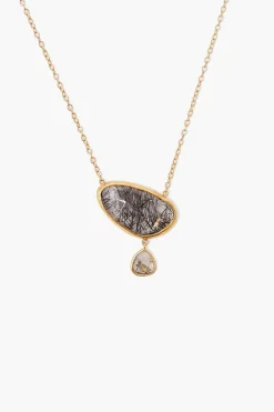 Chan Luu Necklaces^14K Black Tourmalated Quartz Diamond Drop Gold Cliff Necklace