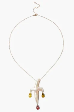 Chan Luu Necklaces^14K Garnet Mix Biwa Pearl Cross Necklace