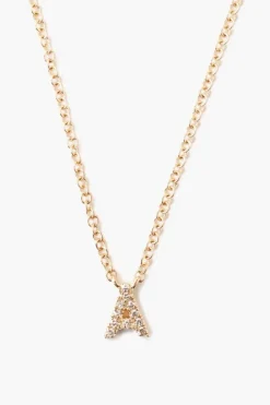 Chan Luu Necklaces^14K Gold And White Diamond Initial Necklace