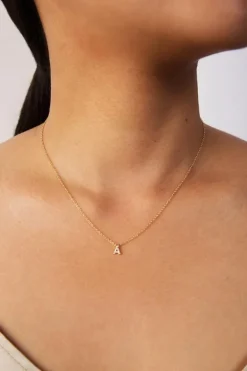 Chan Luu Necklaces^14K Gold And White Diamond Initial Necklace