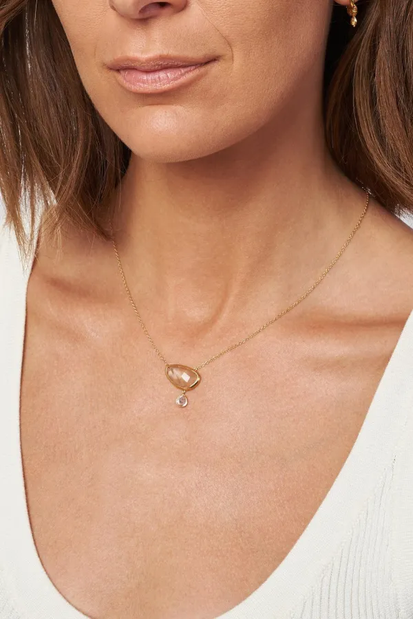 Chan Luu Necklaces^14K Quartz Diamond Drop Gold Cliff Necklace