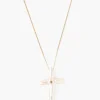Chan Luu Necklaces^14K White Baroque Pearl Cross And Champagne Diamond Necklace