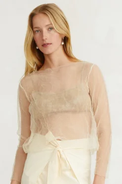 Chan Luu Tops^Luca Crinkle Mesh Blouse Cloud Cream
