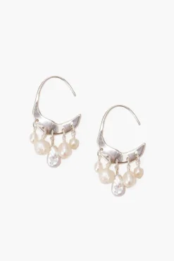 Chan Luu Earrings^Petite Crescent White Pearl And Silver Hoop Earrings