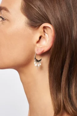 Chan Luu Earrings^Petite Crescent White Pearl And Silver Hoop Earrings