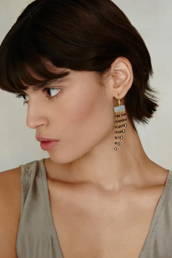 Chan Luu Earrings^Phaedra Waterfall Earrings Smoky Quartz Mix