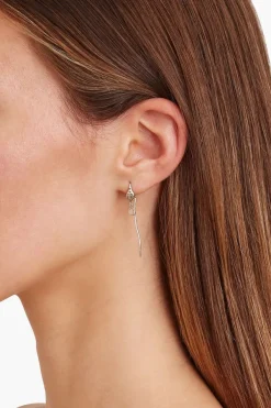 Chan Luu Earrings^Silver Serpent And Diamond Thread-Thru Earrings