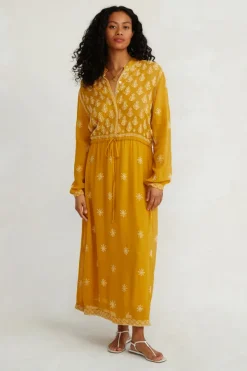 Chan Luu Dresses^Singh Embroidered Dress Ochre
