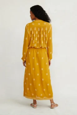 Chan Luu Dresses^Singh Embroidered Dress Ochre
