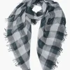 Chan Luu Scarves^Slate Gray And Green Gingham Cashmere And Silk Scarf