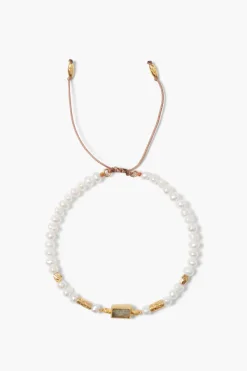 Chan Luu Bracelets^Tab Pull-Tie Bracelet White Pearl