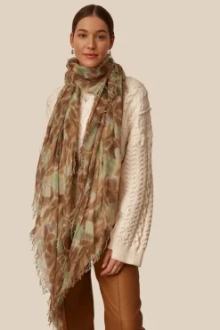 Chan Luu Scarves^Turquoise Floral Cashmere And Silk Scarf