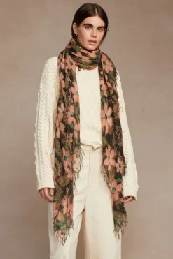 Chan Luu Scarves^Vibrant Green Meadow Floral Cashmere And Silk Scarf