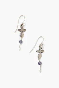 Chan Luu Earrings^White Pearl And Iolite Silver Dagger Earrings