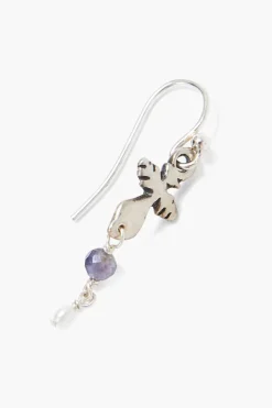 Chan Luu Earrings^White Pearl And Iolite Silver Dagger Earrings