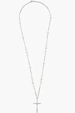 Chan Luu Necklaces^White Pearl And Silver Rosary Necklace