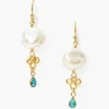 Chan Luu Earrings^White Pearl And Turquoise Loop Earrings