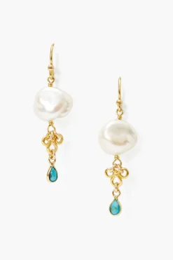 Chan Luu Earrings^White Pearl And Turquoise Loop Earrings