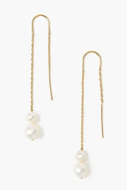 Chan Luu Earrings^White Pearl Thread-Thru Earrings