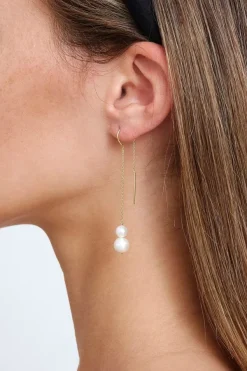 Chan Luu Earrings^White Pearl Thread-Thru Earrings
