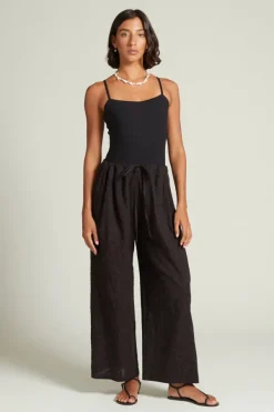 Chan Luu Bottoms^Wisteria Embroidered Pant Caviar